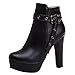 Produktbild Lydee Damen Mode Herbst Schuhe Blockabsatz Stiefeletten Reißverschluss Dress Booties Party Schuhe Plateau Low Boots Nieten Solid Black Gr 50