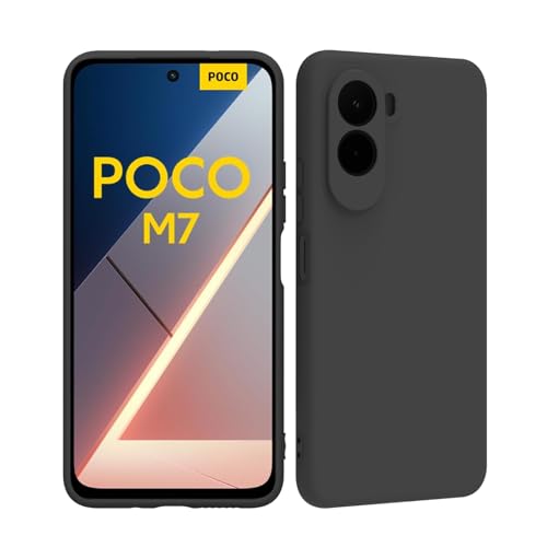 Bihizei Funda para Xiaomi Poco M7 4G/Poco M7 Plus 5G, TPU Silicona Protección Cover Flexibl,Cubierta a Prueba de Golpes con Forro de Microfibra, Negro