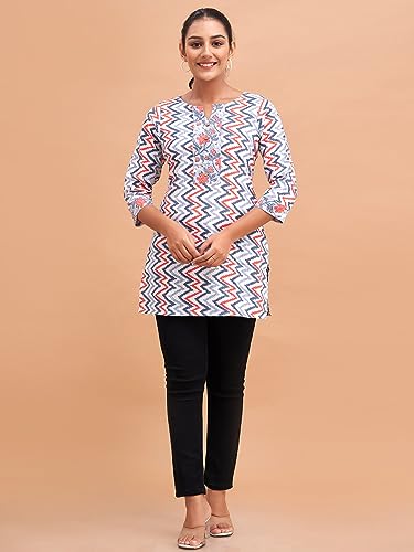 Image of feranoid Women Cotton Printed Short Kurti | Short Kurti for Women | Printed Cotton Kurti