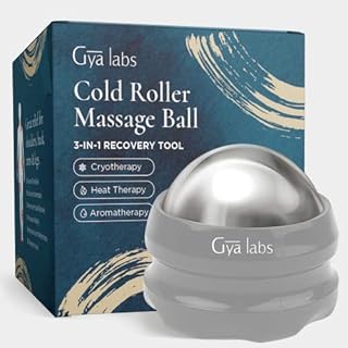 Gya Labs Cold Massage Roller Ball - 3-in-1 Recovery Tool for Cryotherapy, Heat Therapy & Aromatherapy - Massage Ball for Back - Muscle Roller Ball - Massage Ball Roller for Face & Cold Therapy Ball