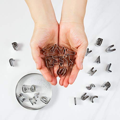 Beyond 280 Mini Tiny Stainless Steel Cookie Cutters, A-Z 26-Piece Alphabet Shapes For One-Bite Cookies, Cake Decor, Fondant Biscuit #TOP4
