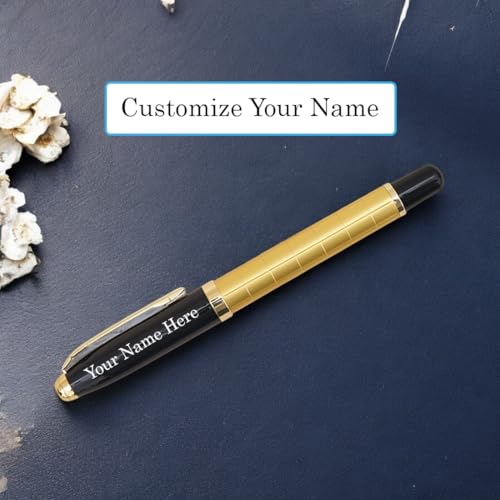 Image of Personalized Golden Roller Ball Pen with Free name engraving Pen Perfect for gifting to Boss,Teacher, Doctor. (SEND DETAIL WHATS AP 8368972096)..