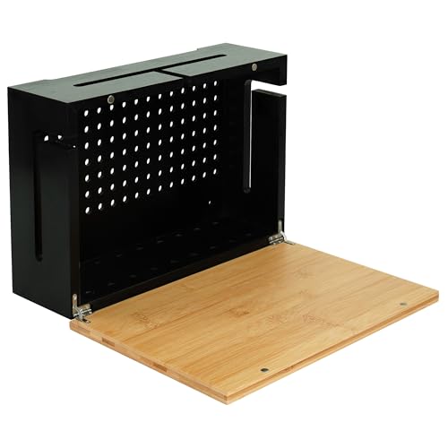 Boîte à câbles Relaxdays bambou noir pour sécuriser les surchauffes de multiprises - 7