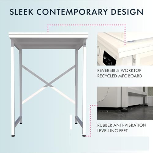 Image of 58603 Handy Stand - Freestanding Worktop & Washing Machine Stand | Multi-Purpose Appliance Stacking Kit & Laundry Pedestal for Garage, Utility Room, or Kitchen - White