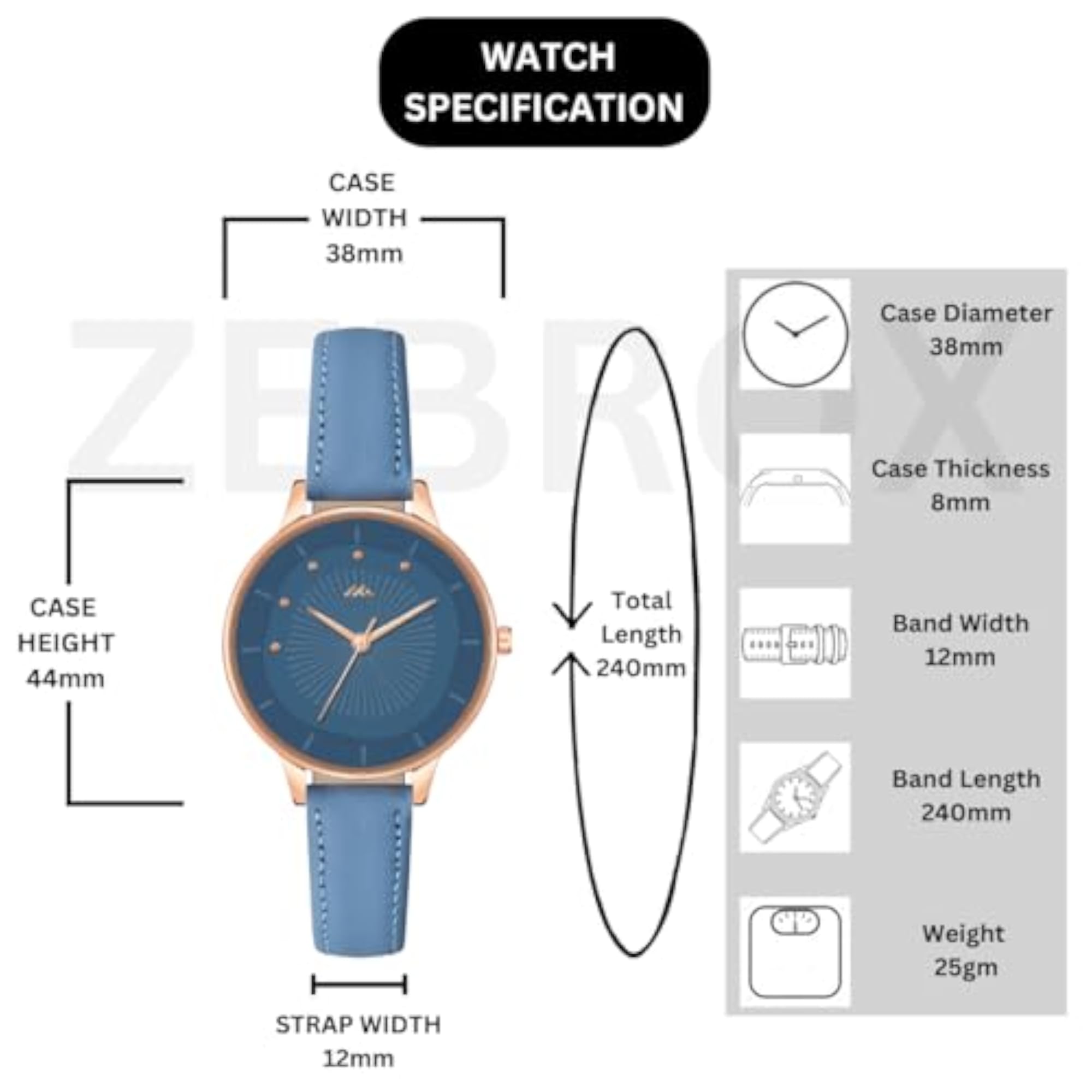 Women's Rose Gold Analog Watch with Leather Strap