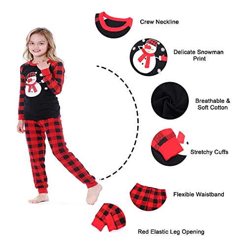 Benaive Matching Family Christmas Pajamas Set Holiday Pjs for Women Men Sleepwear (Black & Red, Snowman, 4T) - image 4