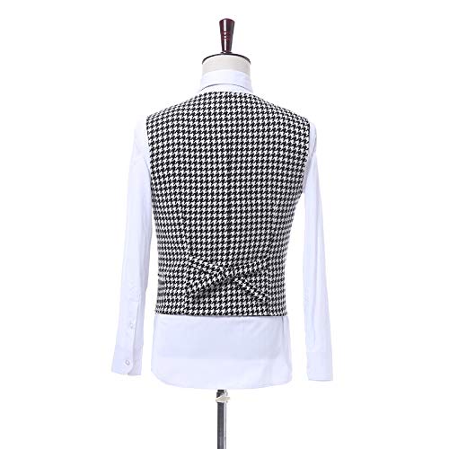 Houndstooth Velvet Lapel Men Suits - Premium 3 Pieces Grid Plaid Slim Fit Check Tuxedo Black Velvet Shawl Lapel Wedding Suits4