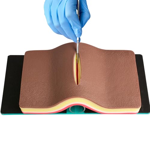 Image of DIY Suture Training Pad with Advanced 5-Layer Skin Simulation & Magic Tape Tension Base, Suture Practice Pad for Medical Students and Nurses - Brown Skin
