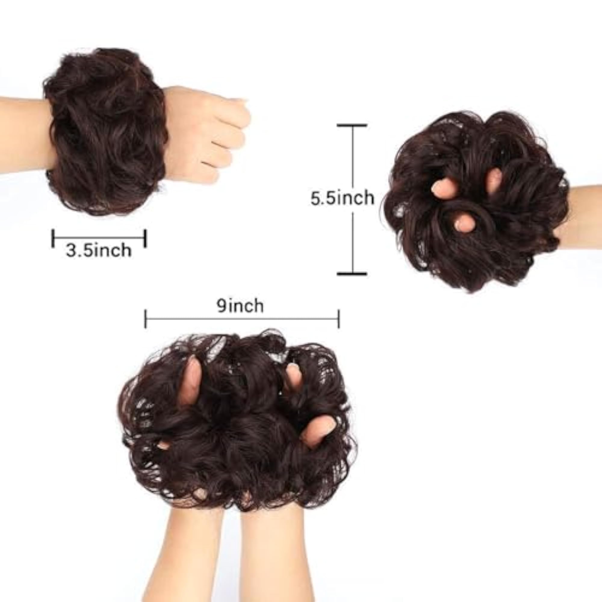 2PCS Messy Bun Hair Piece Hair Extension with Elastic Rubber Band