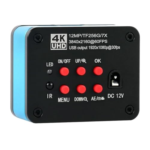 ���{�p�������A�N�Z�T���[ 12MP 4K UHD 1080P USB HDMI �H�Ɨp�r�f�I������ C �}�E���g�J���� + 180X 300X 200X 500X 100X C �}�E���g�����Y + 56 LED �����O���C�g(Camera)