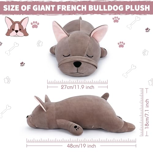 Auspicious beginning 19'' Large French Bulldog Plush Stuffed Animal- French Bulldog Dog Plush Pillow Plushies, Big Sleeping Body Pillow Dog Plushie Toy, Christams Birthday Gifts for Kids Girls Boys by Auspicious beginning - Used condition - Image 2
