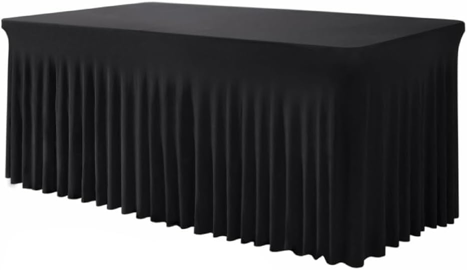 Jupe de table de banquet noire 6ft idéale pour décoration de mariage et buffet d'anniversaire