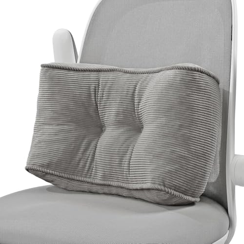 Lumbar Support Pillow for Office Chairs, High-Density Foam Back Support for Lower Back Pain Relief, Soft Corduroy Desk Chair Cushion – Ergonomic Pillow for Better Posture and Comfort (M Size,Gray)