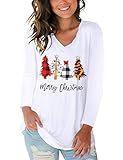 Tobrief Womens Christmas Shirts Long Sleeve V Neck Casual Tunic Tops Blouse XL