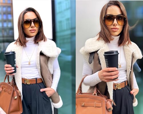 Image of GUVIVI Retro Aviator Sunglasses for Women Men Oversized Classic 70s Vintage Trendy Tangle Free Square Aviators Sun Glasses