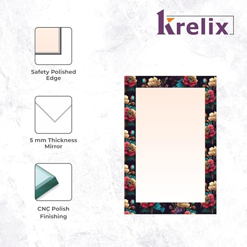Image of KERLIX Rectangle Decorative Art Unique Fancy Digital Frameless CNC polishing Wall Mirror /Makeup Mirror /Bathroom Mirrors Size (12x18 inch). (1, 12 x 18)
