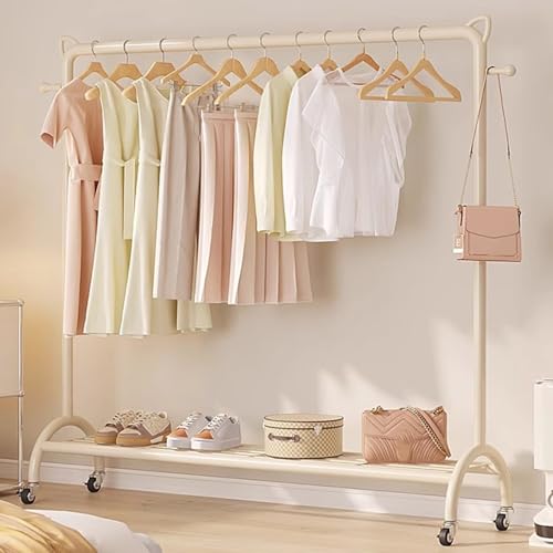 Portant à vêtements sur roulettes penderie solide manteaux jupes avec rangement chaussures