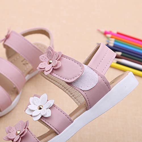 Baby Girls Boys Kid Child Summer Shoes Flower Sandals Premium Anti-Slip Soft Sole Shoes Princess (Pink, 9-9.5 Years)4