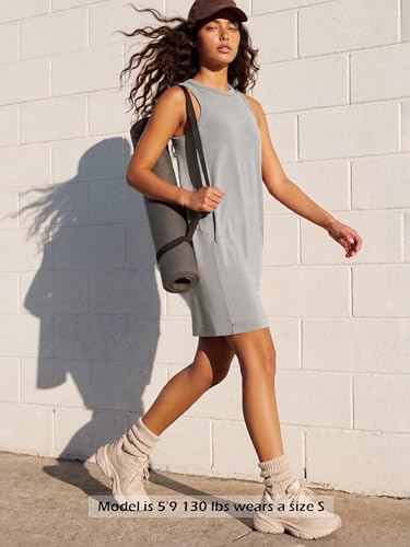 Image of ODODOS Modal Soft Loose Tank Dress for Women Casual Sleeveless Sundress with Kangaroo Pocket Summer Dress