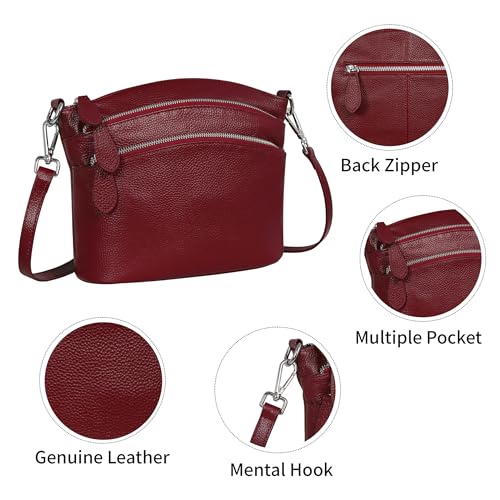 HESHE Leather Crossbody Bags Purses for Women Small Functional Multi Pocket Cross Body Purses Shoulder Satchel Handbags4