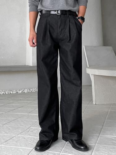 Men's Straight-Leg Denim Spring Casual Korean Style Loose Long Pants2