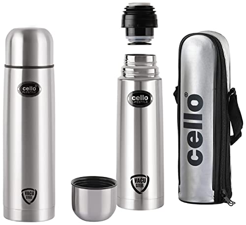 Cello Flip Style Stainless Steel, 1 Litre, Silver & Lifestyle Sta...