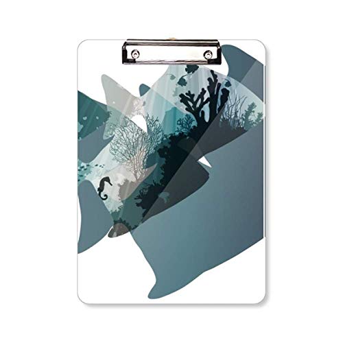 Porte-bloc A4 avec pince motif méduse corail par Seahouse