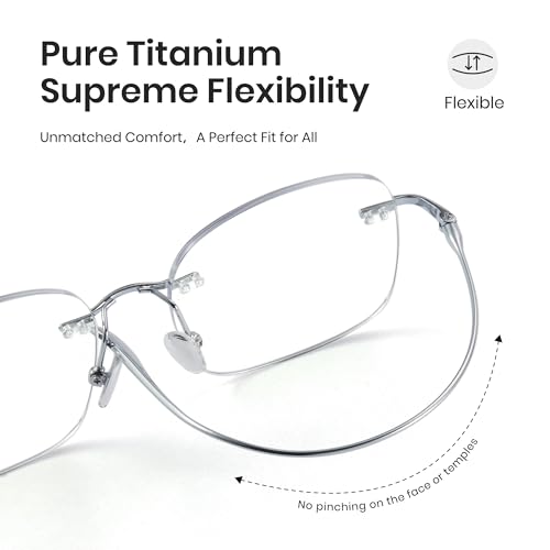 Image of Cyxus Rimless Pure Titanium Blue Light Blocking Glasses, Ultra Lightweight Frameless Computer Eyewear, Anti Screen Glare