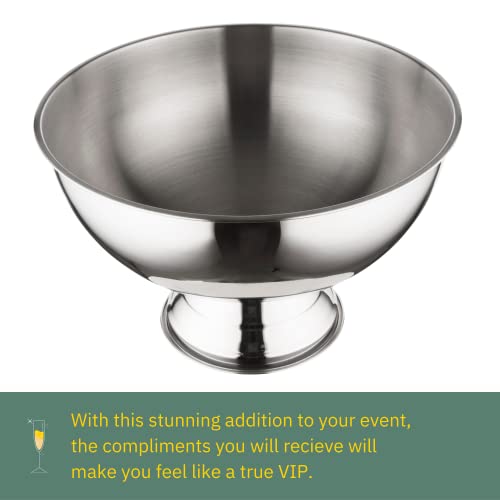Glotime Ice Bucket For Parties - Silver Stainless Steel Champagne Bowl - Punch Bowl - Pedestal Base, Party Sized, 12L #TOP5