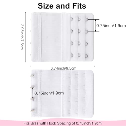 4 Hook Bra Extenders for women, Adjustable 4 hook Plus Size Bra Extender (3/4" Spacing)3