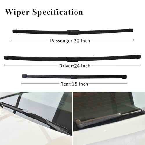 WINNERS Windshield Wipers for Audi Q5 2018 2019 2020 2021 2022 2023 2024 OEM Quality Wiper Blades Include Front 24 20 Inch and Rear Blade15 Inch Easy to Install Replacement Wipers Pack of 3