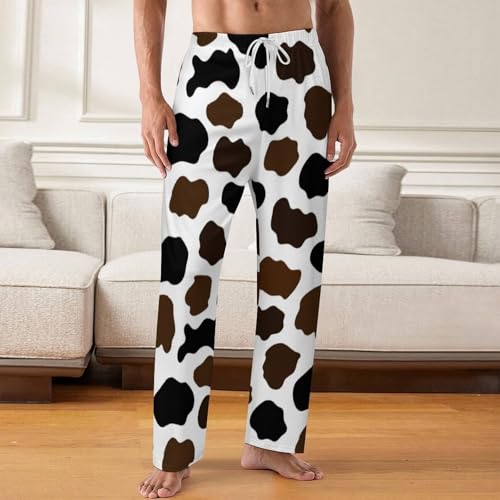 Cow Print Comfy Pajama Pants Adjustable Sleepwear Beach Pants for Men2