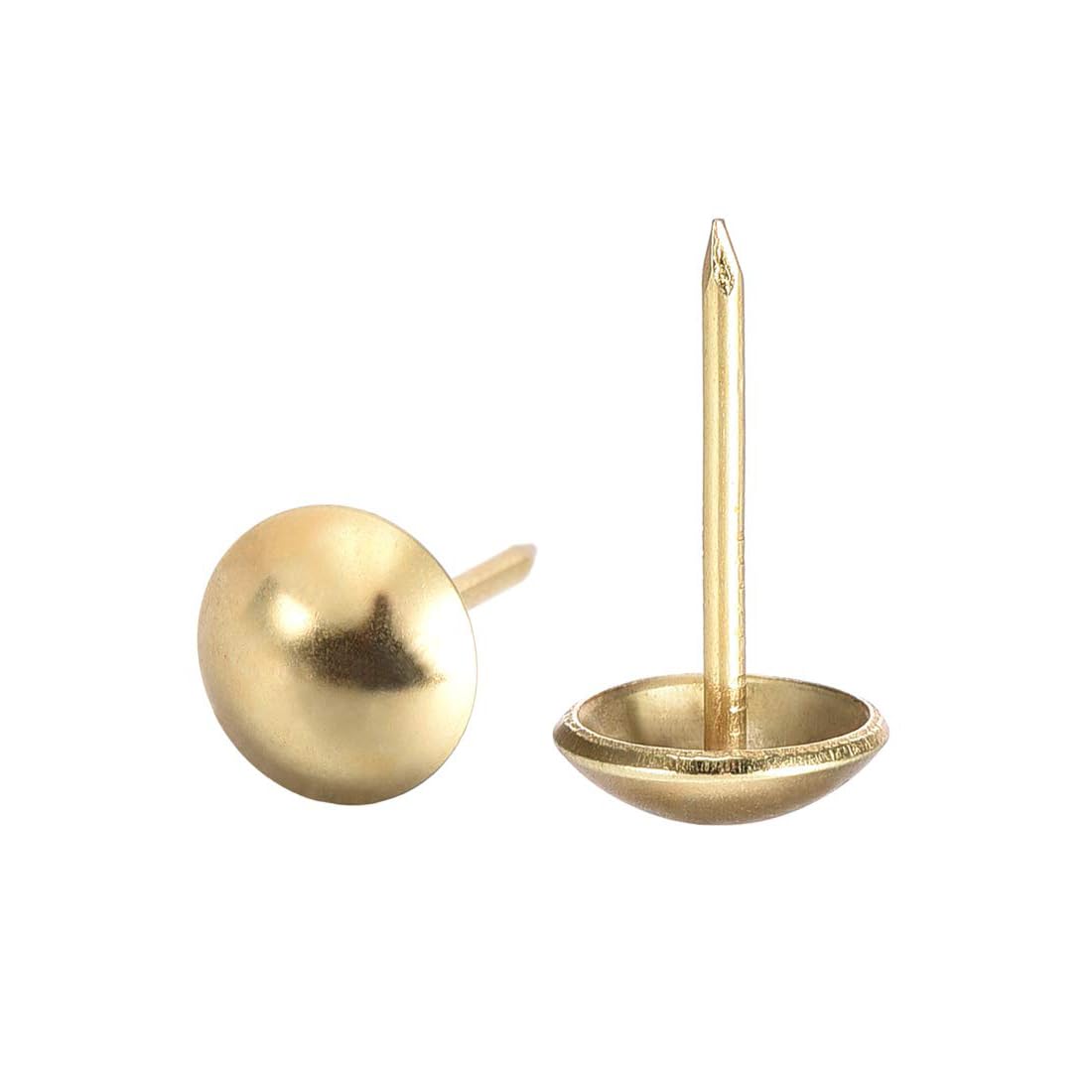 Unifizz 100Pcs Upholstery Tacks 11mmx20mm Decorative Round Head Furniture Nails Pins Gold Tone for Sofa, Chair, Headboards, Carpets, Woodcraft