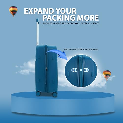 Image of AMERICAN TRAVELLER Touris Fly Trolley Luggage Bags | Polypropylene Set of 3 Lightweight Large Expandable Hardshell Suitcase Travel Bag with 8 Disc Wheels & TSA Type Lock (1, Blue)