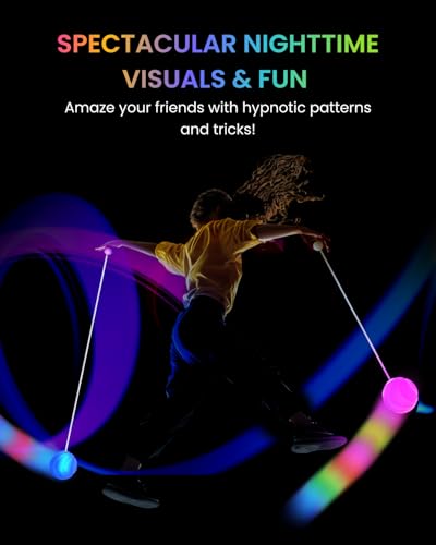 Poi LED de colores para practicar malabares en el parque por la noche 6
