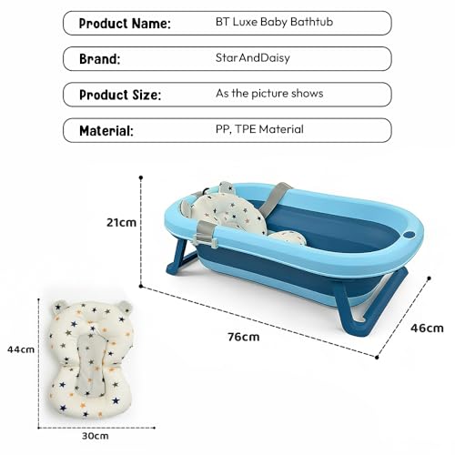 Image of StarAndDaisy Bath Tub for Baby 0-3 Years /Foldable Bath tub for Kids with Cushion, Space Saving Design, Newborn Baby Folding Bathing Tub Girls & Boys, Easy to Store -Sky Blue.