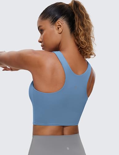 Image of CRZ YOGA Butterluxe High Neck Crop Tank Tops | Light Support, Removable Pads, Yoga, Extremely Soft, Racerback, Longline Sports Bras for Women