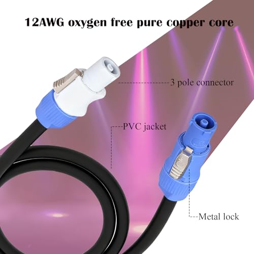 Image of Stage Light PowerCon Cable AC PowerCon Input to Output 12AWG 3 Pin Power Extension Cable for LED Screen Beam Moving Head Light Audio Video Equipment - 3.05M / 10FT