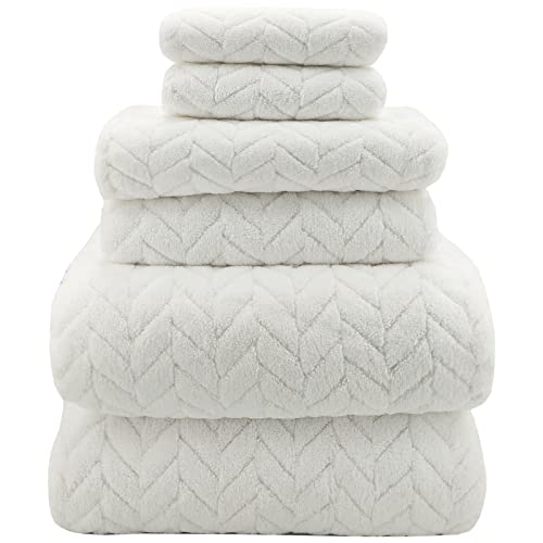 YTYC Towels,39x78 Inch Oversized Bath Sheets Towels for Adults Plush Luxury Extra Large Bath Towels Sets for Bathroom Super Soft Microfiber Towels 80% Polyester (White,6)