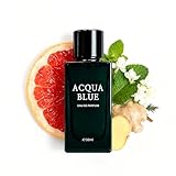 Acqua Blue Eau de Parfum for Men, 50ml Fresh Woody Fougere Cologne with Lemon, Mint & Pink Pepper Notes, Long-Lasting Clean Masculine Fragrance for Office, Daily Wear & Gifts