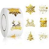 500Pcs Christmas Stickers Roll - Hot Stamping...