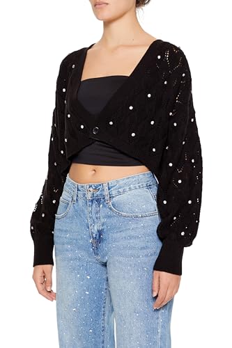 Forever 21 Women's Faux Gem Cropped Cardigan Sweater4