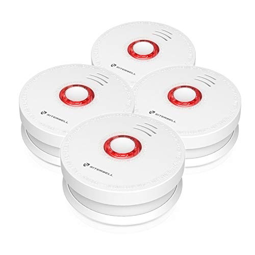 SITERWELL UL217 Photoelectric Smoke Alarm Detector 9V Battery Operated 4 Pack Big Test