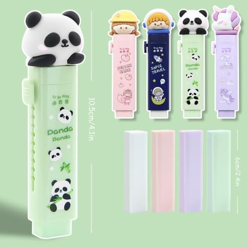 Image of Kawaii Cute Pencil Pouch with Push Pull Eraser Set for Kids,Premium Canvas Zipper Stationery Organizer Box with Cartoon Design | School Supplies Gift Combo for Boys & Girls (Blue Earser)