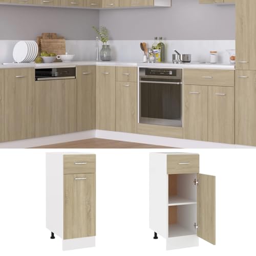 Cinyiqo Armario Inferior cajón Cocina, Mueble Cocina, Armario Despensero Cocina, Alacenas Y Vitrinas, Alacena De Cocina, Cocina Muebles, aglomerado Sonoma 30x46x81,5 cm