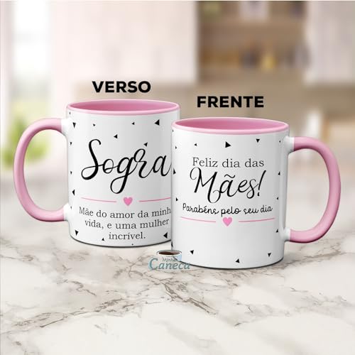 Caneca Sogra Mãe Do Amor Da Minha Vida, Mulher Incrível (Rosa)