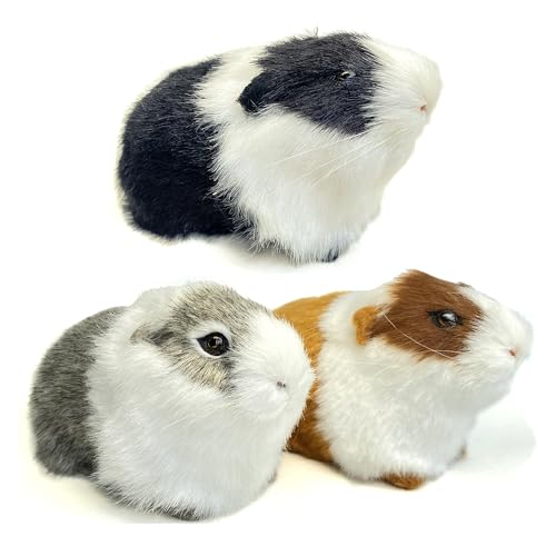 Basuo-9Q 3 Pcs Assorted Color Realistic Hamster Figurines Plush Toys – Lifelike Guinea Pig Stuffed Animals, Home Decor, Kids Gift, Party Favors,...