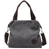 DIRRONA Mode Damen Canvas Handtasche Canvas Schultertasche Beiläufig Hobo Tasche Schule Einkaufen Tragetasche Strandtasche Grau