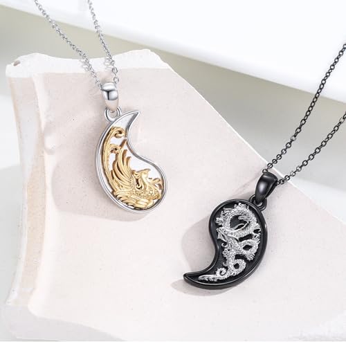 Yin Yang Couples Matching Necklace 925 Sterling Silver Yin Yang Friendship Couples BFF Pendant Necklace Jewelry for Her Him with Gifts Box2