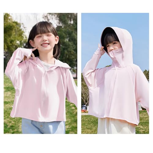 Girls UPF 50+ Sun Protection Hoodie Jacket Ice Silk Zip Up Lightweight Long Sleeve UV Shirt with Face Mask Thumb Hole3